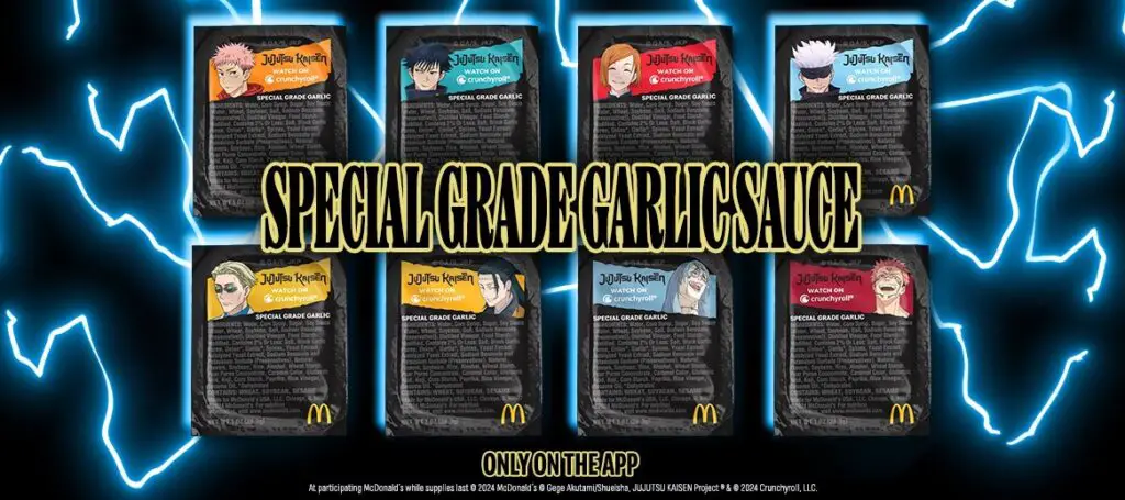 McDonald's Introduces 8 JUJUTSU KAISEN Character inspired Sauces 3 MCD JUJUTSU KAISEN pecial Grade Garlic Sauce Hero Asset