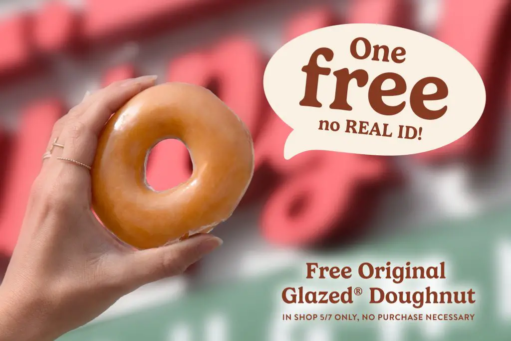 Krispy Kreme Offers FREE Doughnuts on May 7 to Ease REAL ID Deadline Stress! 2 Krispy Kreme Donuts KKD Real ID Image1 Without Logo